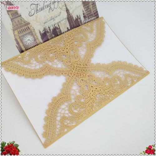 30pcs Rustic Wedding Supplies Vintage Luxurious Elegant Laser Cut Wedding Invitation Birthday Invitation Card 8zSH820