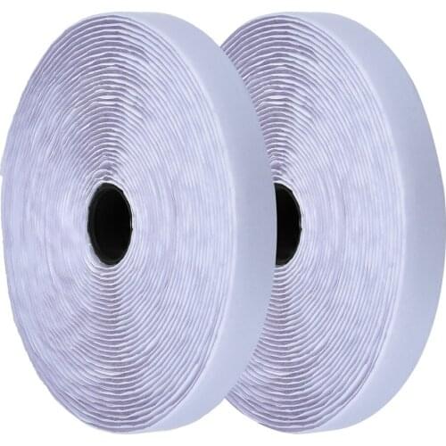 2 Rolls 25m White Hook and Loop Self Adhesive Fastener Strong Tape Hook and Loop Strip Tape adhesive
