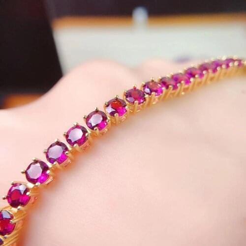 The Best Wedding Gift 100% Natural and Real Garnet Bracelet 925 Sterling Silver Garnet Bracelet