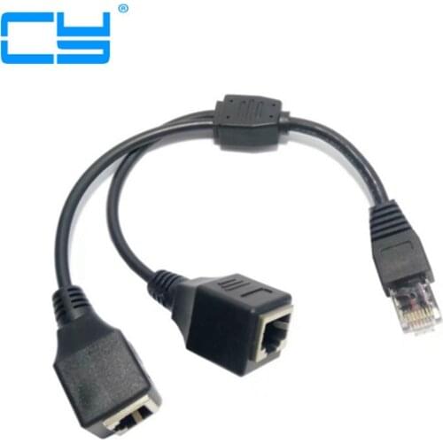 RJ45 1 Male to 2 Female Ports Ethernet Network Plug Cable Splitter Extension Adapter Male to Female Connector for routers hubs