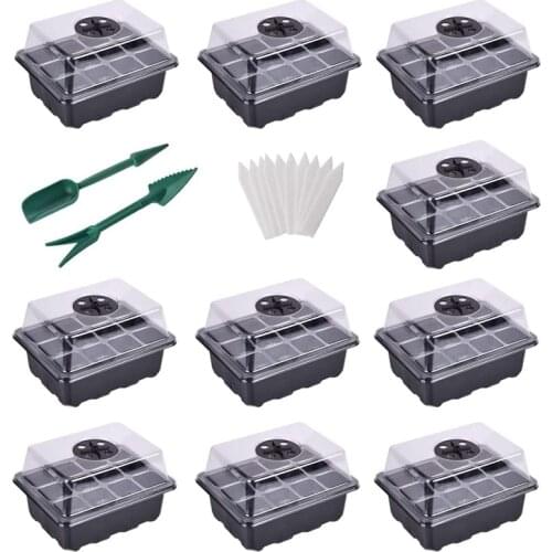 Starter Tray Kit Humidity Adjustable Plant Starter Kit with Dome and Base Greenhouse Grow Trays Mini Propagator