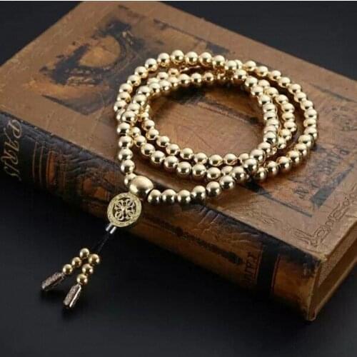 Tactical Buddha Beads Bracelet EDC Outdoor Self-Defense Protection Survival Necklace Chain Whip