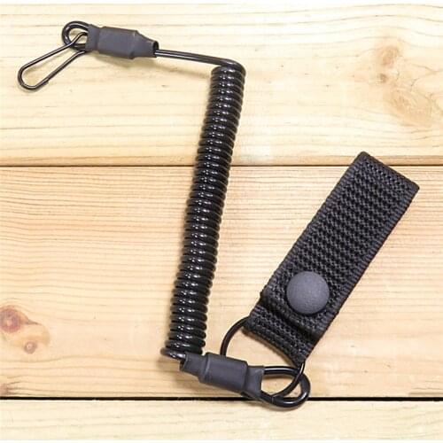Tactical Anti-lost Elastic Lanyard Rope Military Spring Safety Strap Gun Rope For Key Ring Chain Flashlight Hunting Accessories