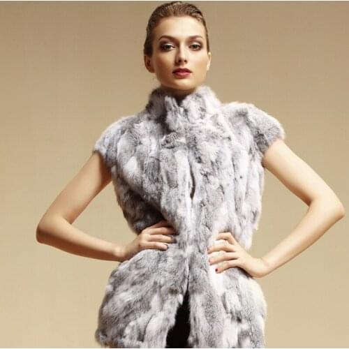 ZY88006 Short design female women real rabbit fur vestMandarin Collar outerwear lady fashion coat waistcoat Vest Women Fashion
