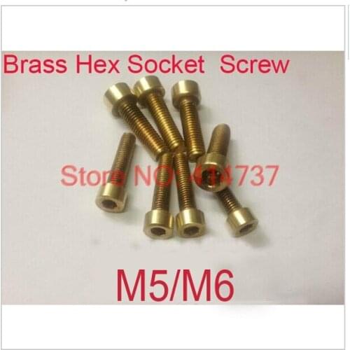 10pcs/lot DIN912 M5/M6 Brass Hexagon Hex Socket Cap Head Screw Length 8mm--35mm