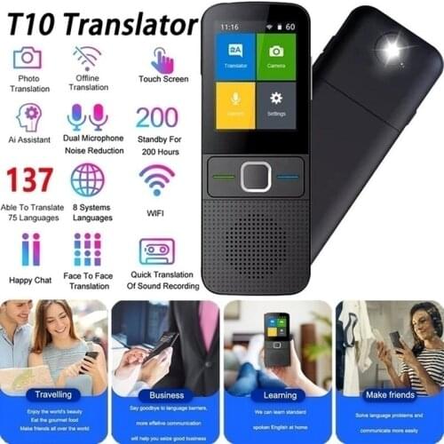 T10 Offline Voice Translator Smart Portable 137 Languages Real-time Translator Abroad Translation Artifact Language Translator