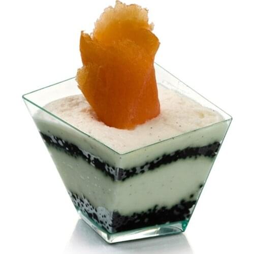 Free Shipping Party Supplies, Disposable Plastic Tableware 56*55mm/60ml Transparent Green Mini Twisted Dessert Cup, 100/Pack