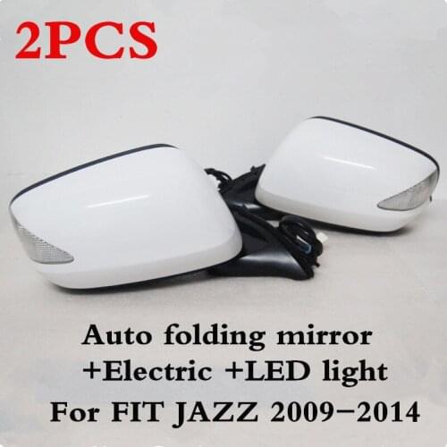 CAPQX 2PCS Auto folding Electric with LED turn signal rear view mirror 76258-TG5-H11 For FIT JAZZ 2009-2014 7Pin/wire