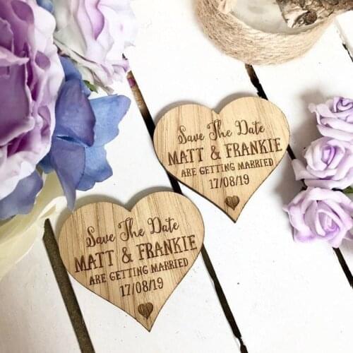 Rustic wooden magnet, personalized wedding save the date, engraved fridge Magnets, Thank You Favors gift, wedding invitation