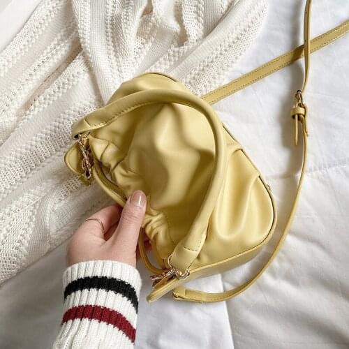 2021 Folds Design Soft PU Leather Shoulder Underarm Bags for Women Travel Handbag Fashion Luxury Simple Crossbody Purses