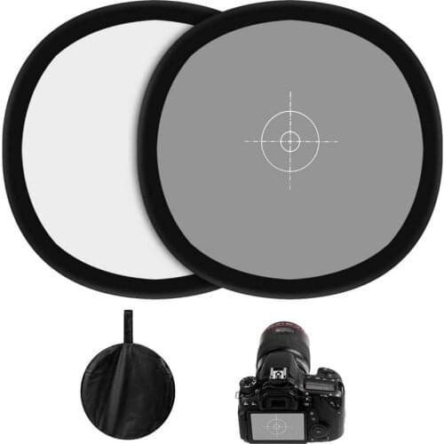 30cm12 Inch Foldable Photography Double Face Focusing Board 18% Gray Card Reflector White Balance Reference Card with Carry Bag