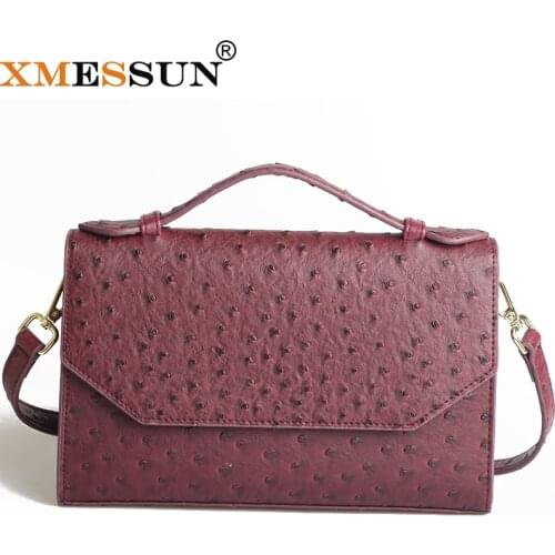 Elegant Armpit Sling Handbags Solid Color Women Ostrich Leather Shoulder Bags Simple Shoulder Messenger Bags for Women 2021