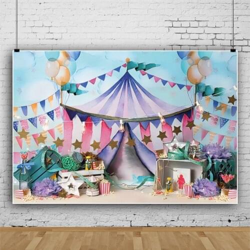Circus Tent Banner Balloon Background for Portrait Photography Birthday Party Photozone Photo Decors Backdrops Photocall Studio