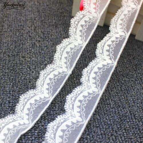 YACKALASI Cotton Lace Embroidered Applique Soft Tulle Lace Ribbon 3D Floral Scalloped Sewing Apparel Trims Vintage 2.5CM