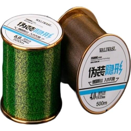 500m Camouflage line carp Fishing Line Thread Line 3D Invisible Camouflage Nylon Rubber Thread Fishing Line Algae Line