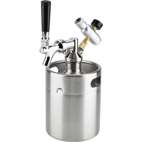 2L Mini Stainless Steel Beer Keg With Faucet Pressurized Home Beer Brewing Craft Beer Dispenser Growler Mini Beer Keg