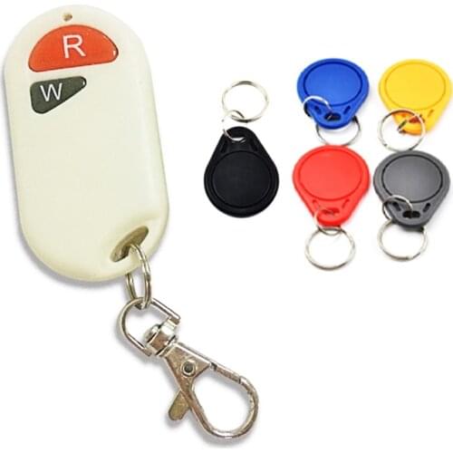 Mini 125KHz EM4100 RFID Copier Writer Duplicator Programmer Reader + 5pcs EM4305 T5577 Rewritable ID Keyfobs Tags Card