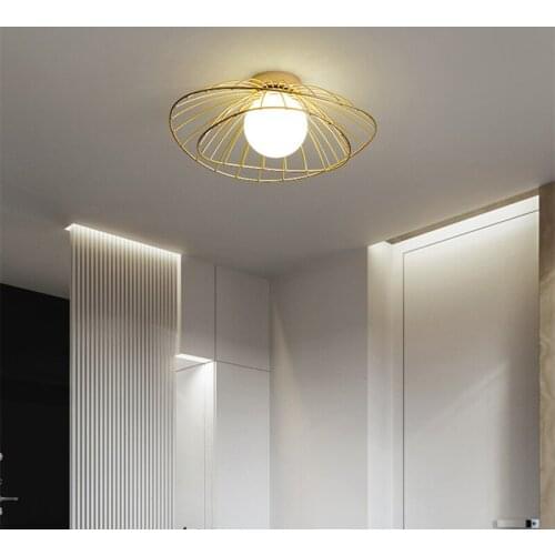 Retro Minimalist Led Ceiling Lamp Bedroom Living Room Kitchen Balcony Corridor Nordic Style Art Straw Hat Decorative Lighting