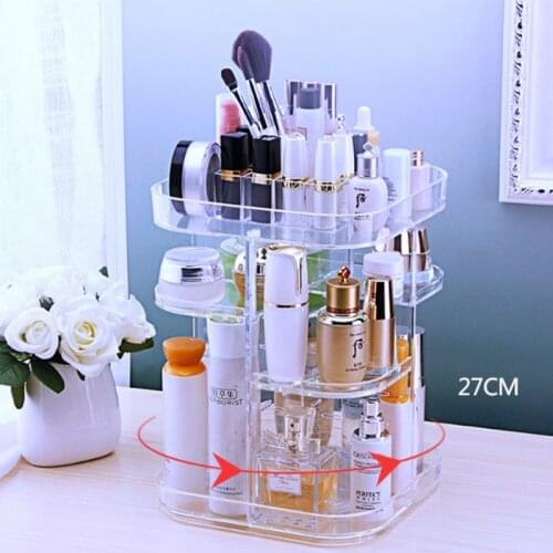 Fashion 3 color 360-degree Rotating Makeup Organizer Rack Brush Holder Jewelry Organizer Case Makeup Cosmetic Storage Box Case