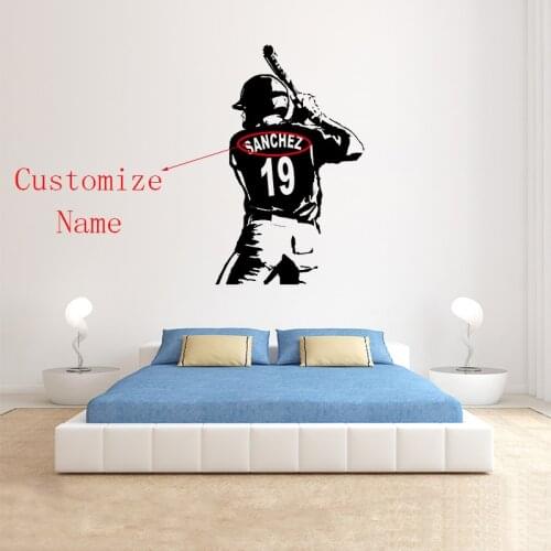 - Custom Name Baseball Decal - Baseball Player Bedroom Wall Decor - Baseball Vinyl Sticker A1-049 Paper Single-piece Package