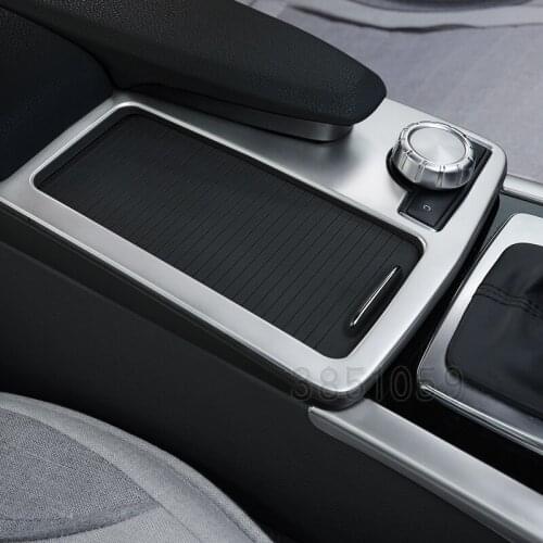 Stainless Steel Car Console Gear Shift Decal Strips For Mercedes Benz C class W204 2008-2014 Water Cup Holder Frame Car-Styling