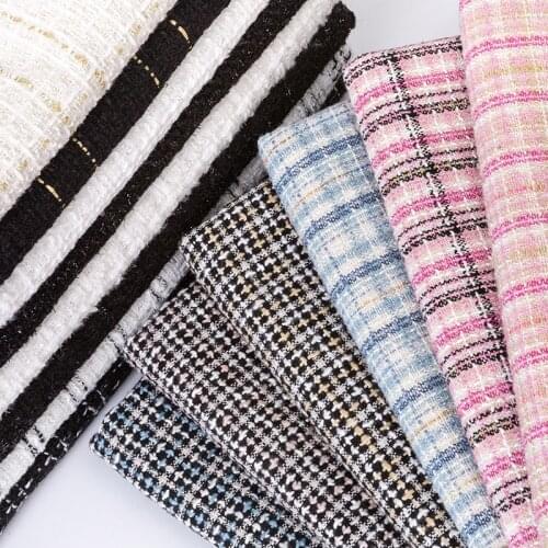 Woolen Woven Tweed Plaid Fabric Fiber New skirt,Outerwear,garment hand-made DIY Fabric Dress In Autumn Winter Tweed Plaid Cloth