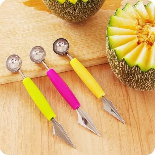 Dual-head DIY Fruit Ball Vegetable Carving Knife Waterlemon Scoop Melon Digger Ice Cream Platter Spoon Pastry Decor Tool2