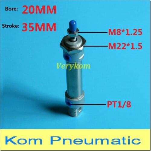 Pneumatic Stainless Steel Air Mini Cylinder Piston Bore 20MM Stroke 35MM Double Acting Magnet Buffer MA 20-35 20X35 -S Airtac