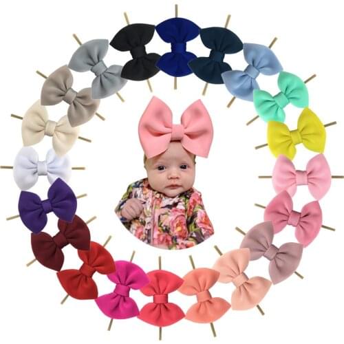 30Pcs Baby Girls 5.5" Puff Large Hair Bows Headband Soft thin Nylon Hair Band For Kids Spring 2020 Hair Accessories TKC55H