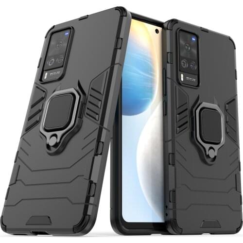 Case for VIVO X60 Shockproof Metal Finger Ring Armor Cover for VIVO X60 Pro PLUS Couqe Fundas