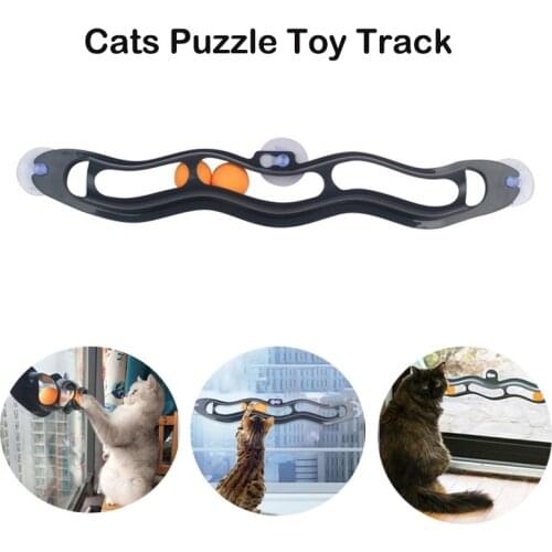 Cat Interactive Toys Suction Cup Track Ball Pet Window Adsorption Glass Plastic Sucker Cats Puzzle Toy Track Toys for Cat Gatos