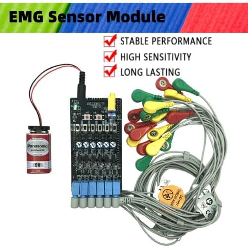 Six Channel EMG Muscle Sensor Module Controller Detects Muscle Activity with Arduino Uno Development Board Smart Automation Kit