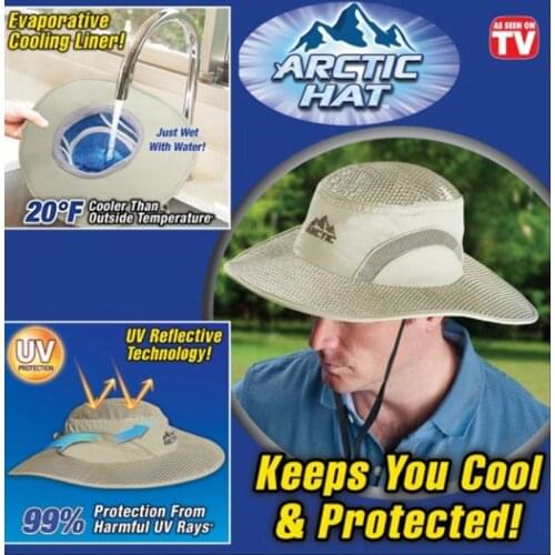 Hot Summer Wide Brim Sun Hat UV Protection Arctic Cap Hat Cooling Ice Cap Sunscreen Hydro Cooling Bucket Hat