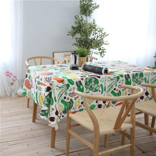 CITYINCITY Vegetable And Fruit Style White Tablecloth Cotton Printed Rectangular For Home Party Wedding Decoration Customized