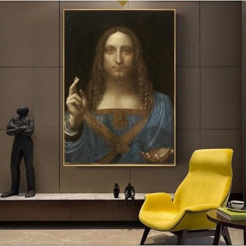 The Salvator Mundi Canvas Paintings On The Wall By Leonardo Da Vinci Famous Wall Art Posters And Prints Cuadros Wall Decoration