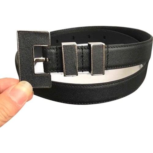 Srl Ladies leather all-match pure cowhide, stylish black trim with a slim waist skirt, INS style jeans belt，top quality with box