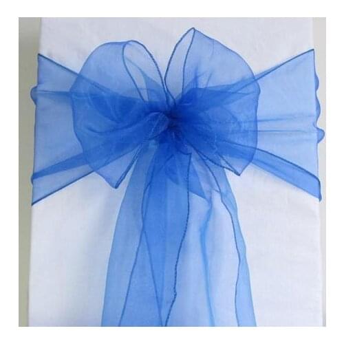 Wedding Organza Royal Blue Chair Sahses 100PCS 18x275cm Chair Sash Bow Cover Banquet,wedding party chair Decoration