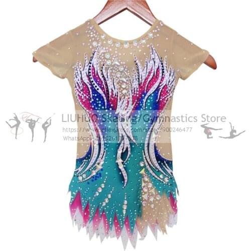 LIUHUO Ice skating dress leotard Children girls competition gymnastic kids Rhythmic leotard dress Girls dance costumes for women