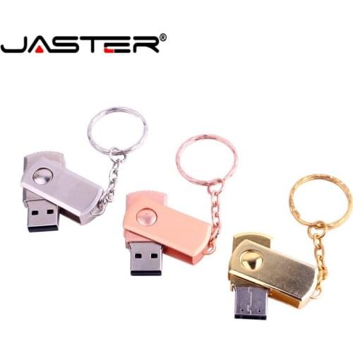 JASTER stainless steel swivel USB Flash Drive Key Chain Pen Drive 4GB 8GB 16GB 32GB 64GB 128GB usb stick Pendrive Memory Stick