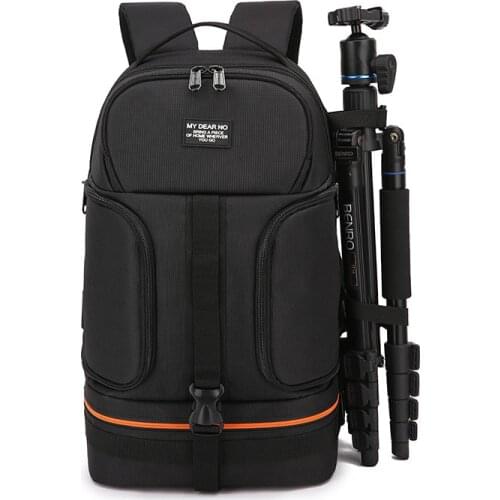 DSLR Waterproof Shockproof Shoulders Camera Backpack Tripod Case w/ Reflector Stripe fit 15.6 in Laptop Bag for Canon Nikon Sony