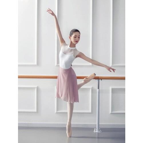 Lace-up Mid-length Skirt Adult Women Ballerina Skirt Teachers A Dance Training Gauze Skirts