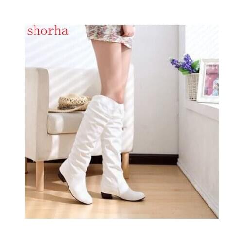 Women Heels Boots Female Autumn High Boots Woman 2018 Hot Women High Boots Fashion Women Shoes Black White Leather shoes