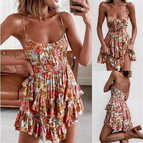 Fashion Summer New Style Sling Print 2021 Dress Women Girl Clothes Flowers Tube Top Pleated Design Sexy Casual