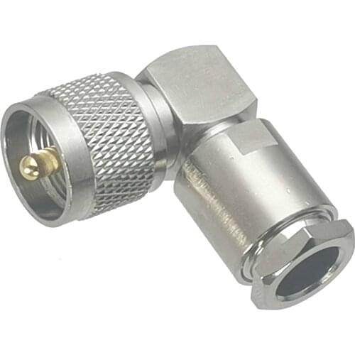 1pcs UHF PL259 Male Plug Connector Clamp RG8 LMR300 RG213 7D-FB Cable RF Coaxial Brass Right angle New