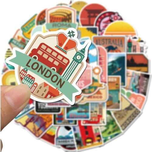 10/50PCS City landscape Stickers DIY Bike Travel Luggage Phone Guitar Laptop Waterproof PVC Classic Toy Stickers