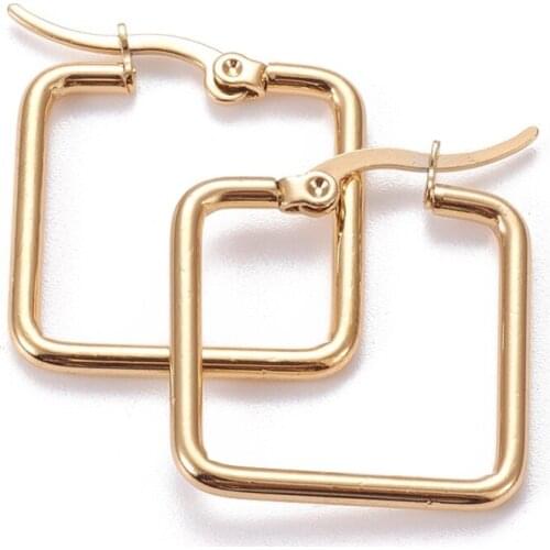 10 Pair 201 Stainless Steel Square Hoop Earrings For Women Fashion Simple jewelry Decor Golden 2020 New