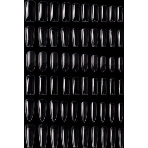 100 Pcs Fake Nails Transparent False French Nail Tips Artificial Acrylic Ballerina Coffin Manicure Design Set DIY Tool