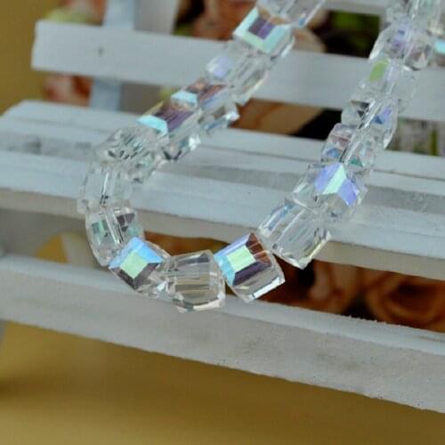 100pcs/lot 6mm Square Shape Glass DIY Beads Colorful White AB Cube Crystal Jewelry Beads for Necklace Jewelry Making Accessories