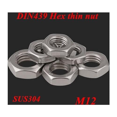 20pcs M12 Hexagon Thin Nuts 304 Stainless steel Metric Thread Hex thin Nut DIN439