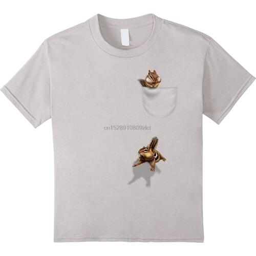 2019 Hot Sale 100% cotton T-Shirt - Cute Pocket Chipmunk Funniest Squirrel Falling Tee shirt